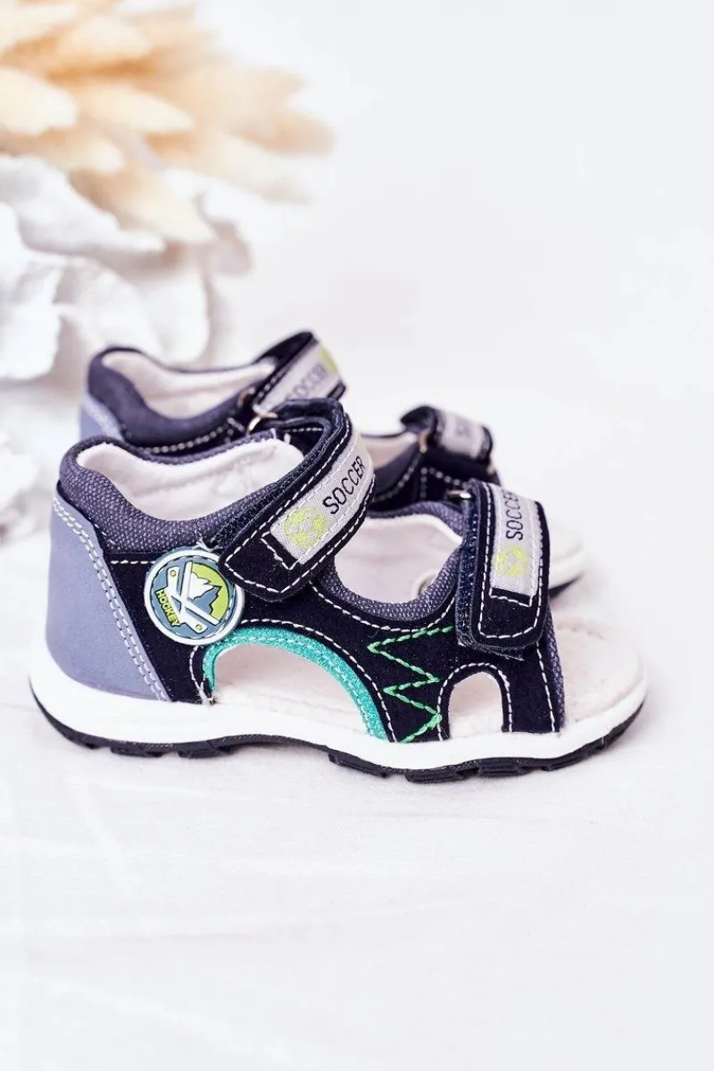 Chłopięce>Evento Dziecięce Sandałki Na Rzepy Granatowe Soccer