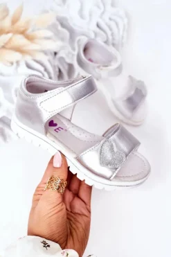 Online Dziecięce Sandałki Na Rzepy Srebrne Sweetheart Dzieci Dziewczęce