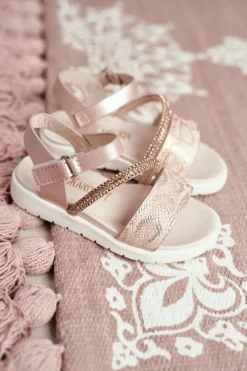 Clearance Dziecięce Sandałki Na Rzepy Dla Dziewczynki Różowe Lilo Dzieci Dziewczęce