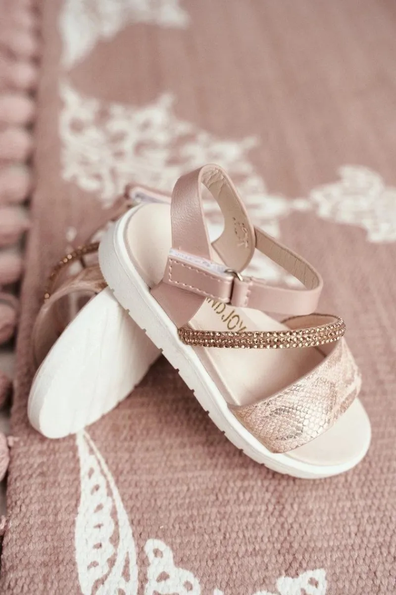 Clearance Dziecięce Sandałki Na Rzepy Dla Dziewczynki Różowe Lilo Dzieci Dziewczęce