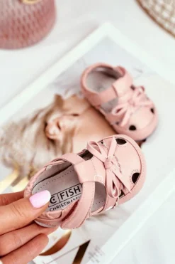 Dziewczęce>Boto Dziecięce Sandałki Na Rzepy Dla Dziewczynki Różowe Maentra