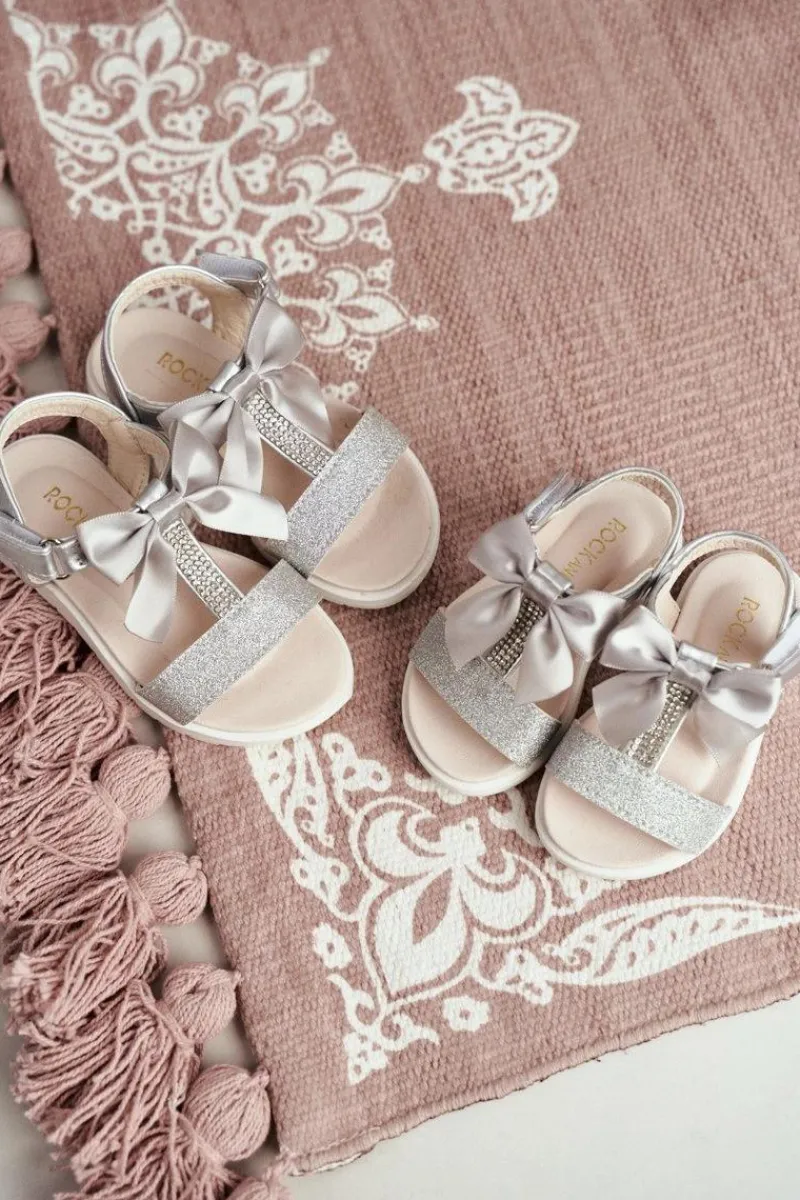 Dziewczęce>Boto Dziecięce Sandałki Na Rzepy Dla Dziewczynki Srebrne Bella