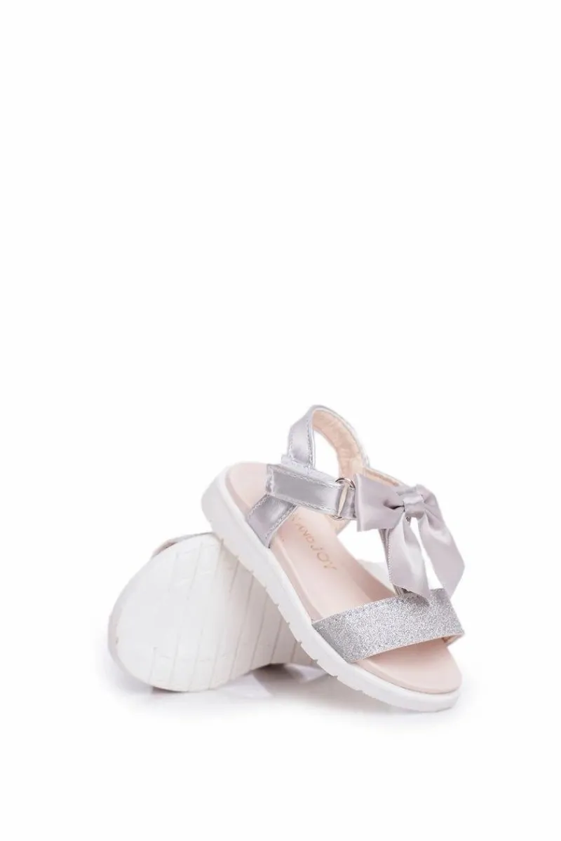 Dziewczęce>Boto Dziecięce Sandałki Na Rzepy Dla Dziewczynki Srebrne Bella