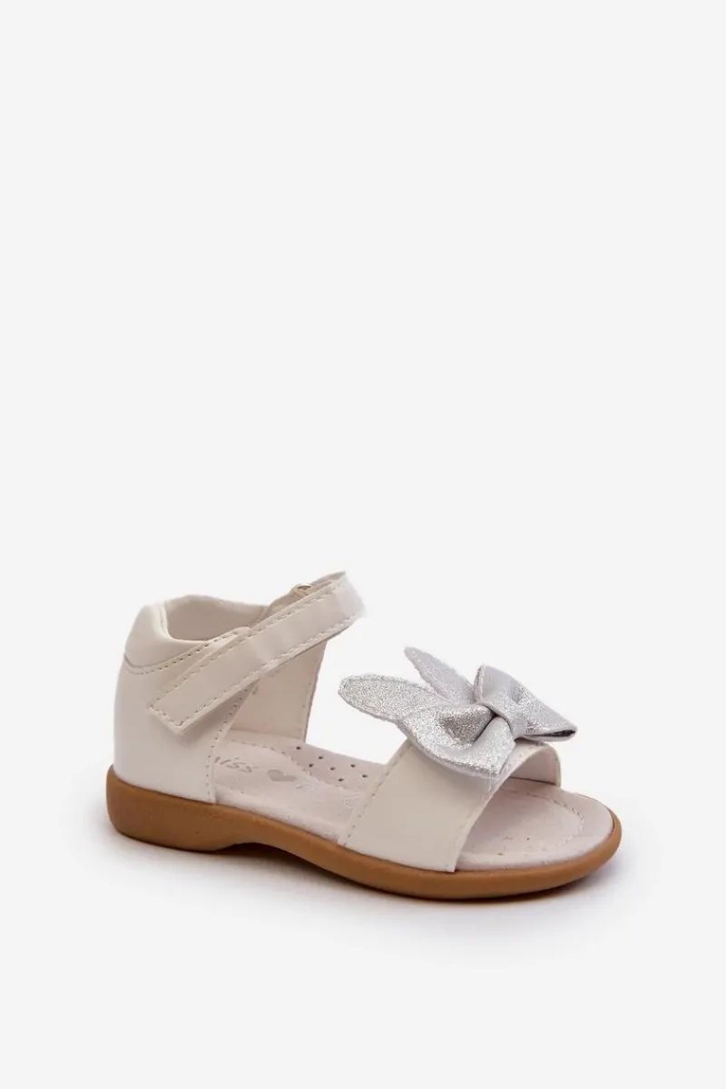 Dziewczęce>Evento Dziecięce Sandałki Z Kokardą Zapinane Na Rzep Białe Wistala Biały