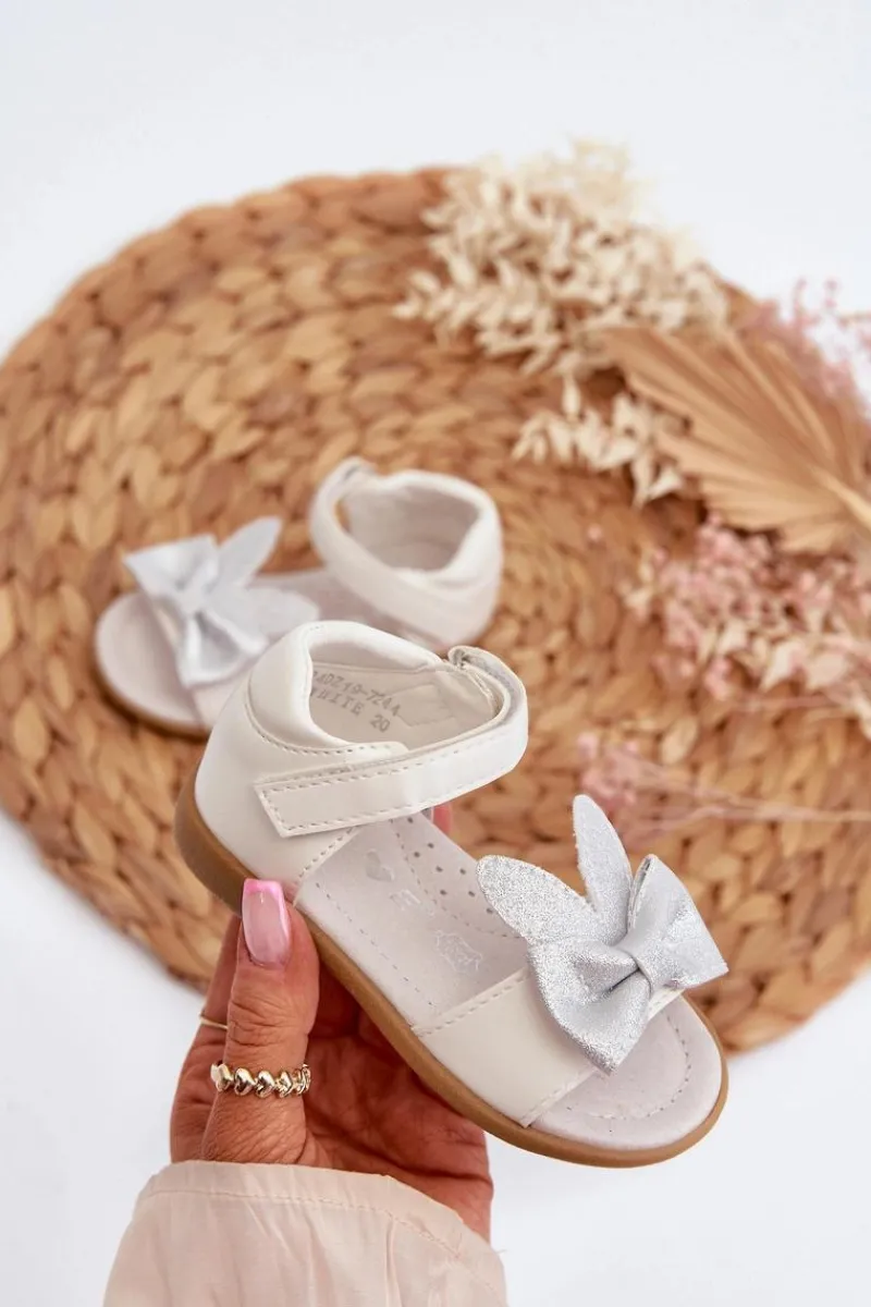 Dziewczęce>Evento Dziecięce Sandałki Z Kokardą Zapinane Na Rzep Białe Wistala Biały