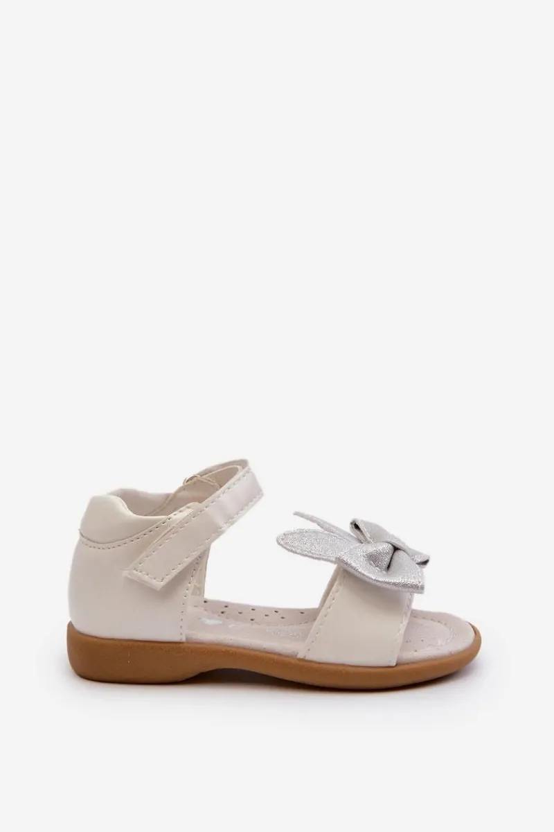 Dziewczęce>Evento Dziecięce Sandałki Z Kokardą Zapinane Na Rzep Białe Wistala Biały