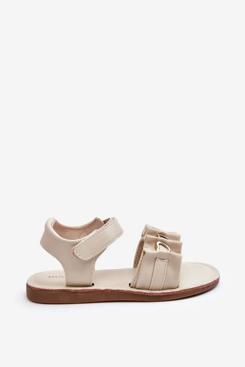 Clearance Evento Dziecięce Sandałki Z Serduszkami Na Rzep Beżowe Havana Beżowy