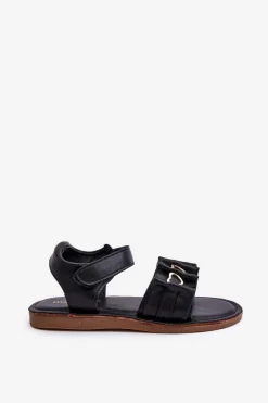 Online Dziecięce Sandałki Z Serduszkami Na Rzep Czarne Havana Dzieci Dziewczęce