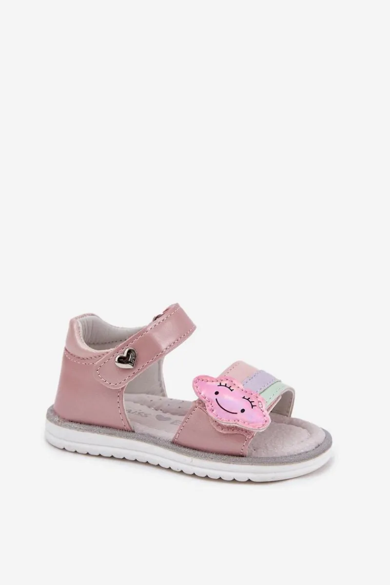 Discount Dziecięce Sandałki Zapinane Na Rzep Różowe Orailla Dzieci Dziewczęce