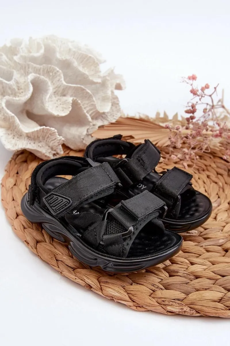 Best Dziecięce Sandałki Zapinane Na Rzepy Czarne Orretta Dzieci Chłopięce|Dziewczęce