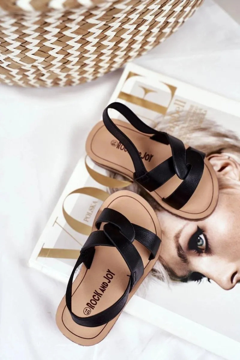 New Boto Dziecięce Sandałki Ze Ściągaczem Czarne Bambino