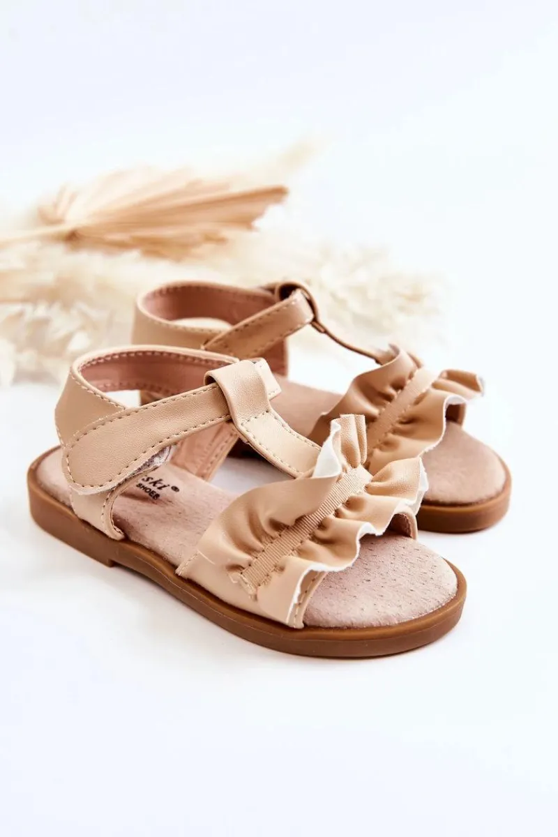 Online Dziecięce Sandały Na Rzep Beżowe Lussia Dzieci Dziewczęce