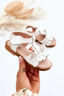 Dziewczęce>Damskie buty S.Barski Dziecięce Sandały Na Rzep Białe Lussia