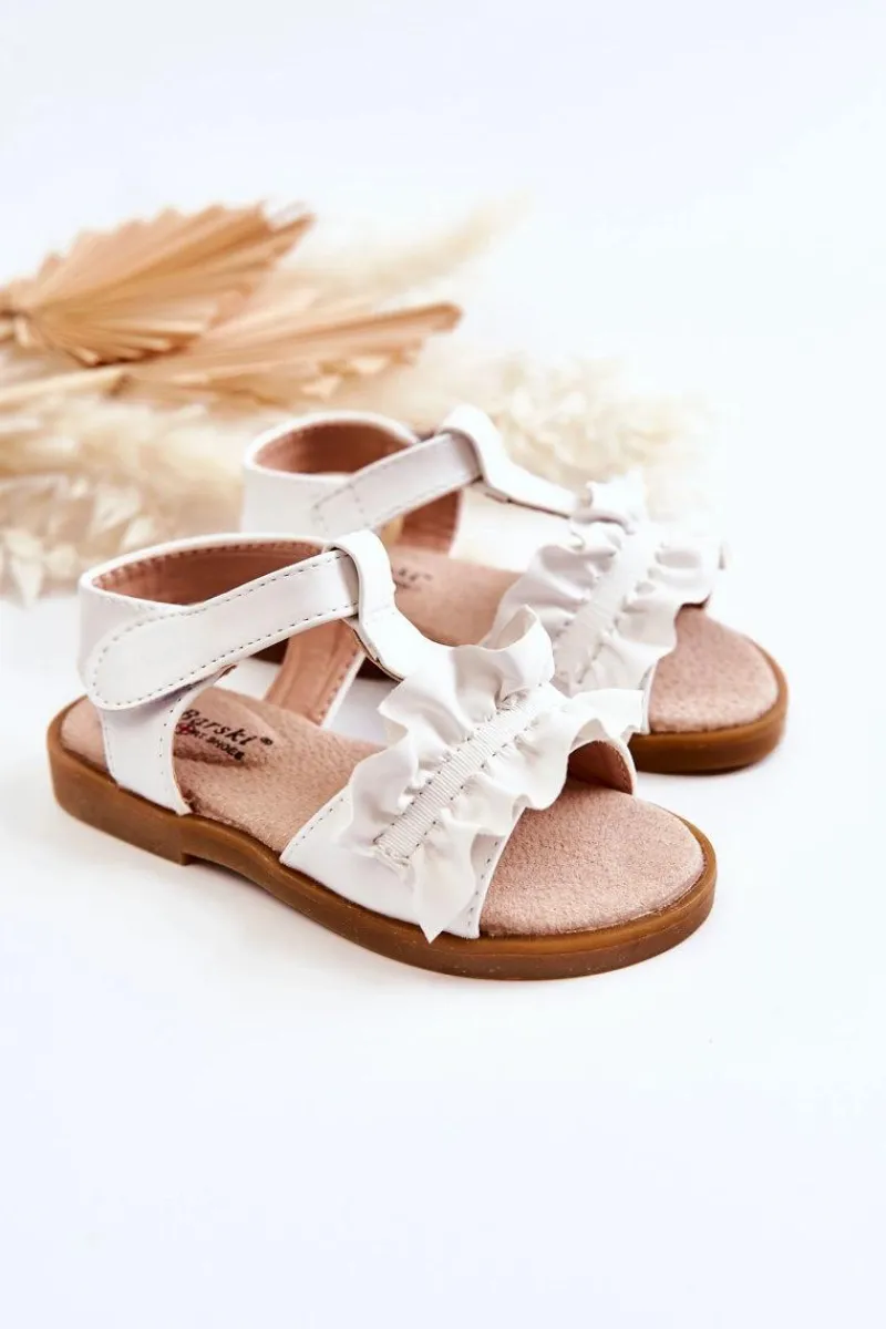 Dziewczęce>Damskie buty S.Barski Dziecięce Sandały Na Rzep Białe Lussia