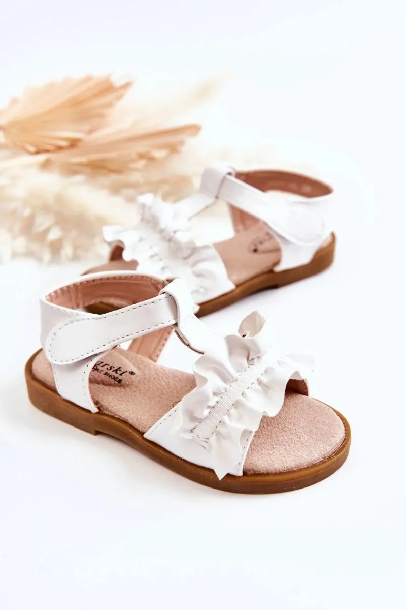 Dziewczęce>Damskie buty S.Barski Dziecięce Sandały Na Rzep Białe Lussia