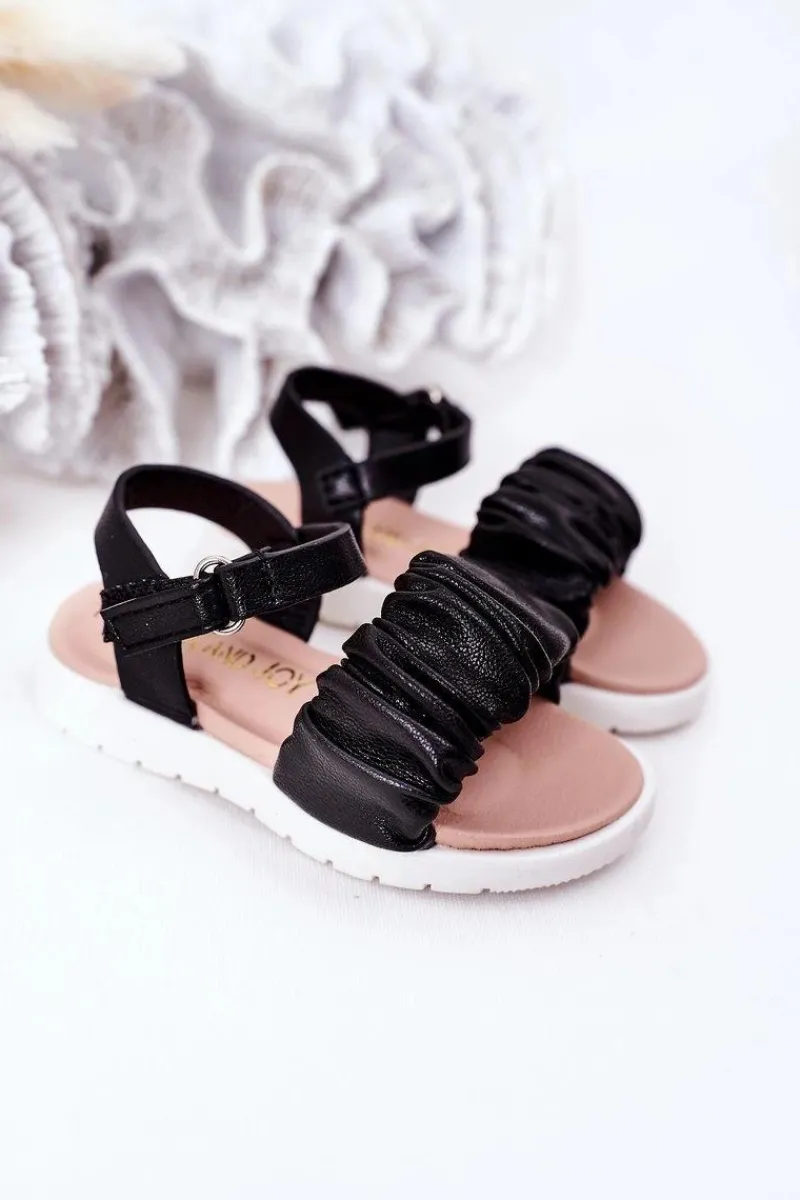 Hot Boto Dziecięce Sandały Na Rzep Czarne Aimy