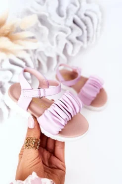 Clearance Dziecięce Sandały Na Rzep Fioletowe Aimy Dzieci Dziewczęce