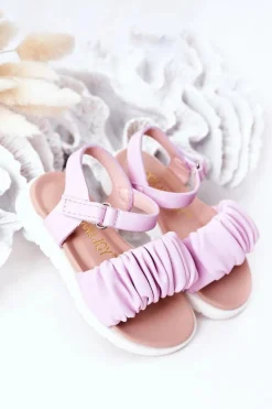 Clearance Dziecięce Sandały Na Rzep Fioletowe Aimy Dzieci Dziewczęce