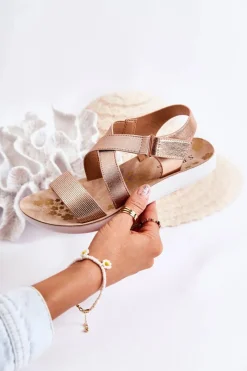 Best Dziecięce Sandały Na Rzep Różowe Złoto Alise Dzieci Dziewczęce