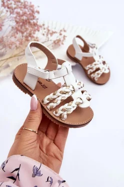 Dziewczęce>Boto Dziecięce Sandały Na Rzep Z Paseczkami Białe Sammy Biały