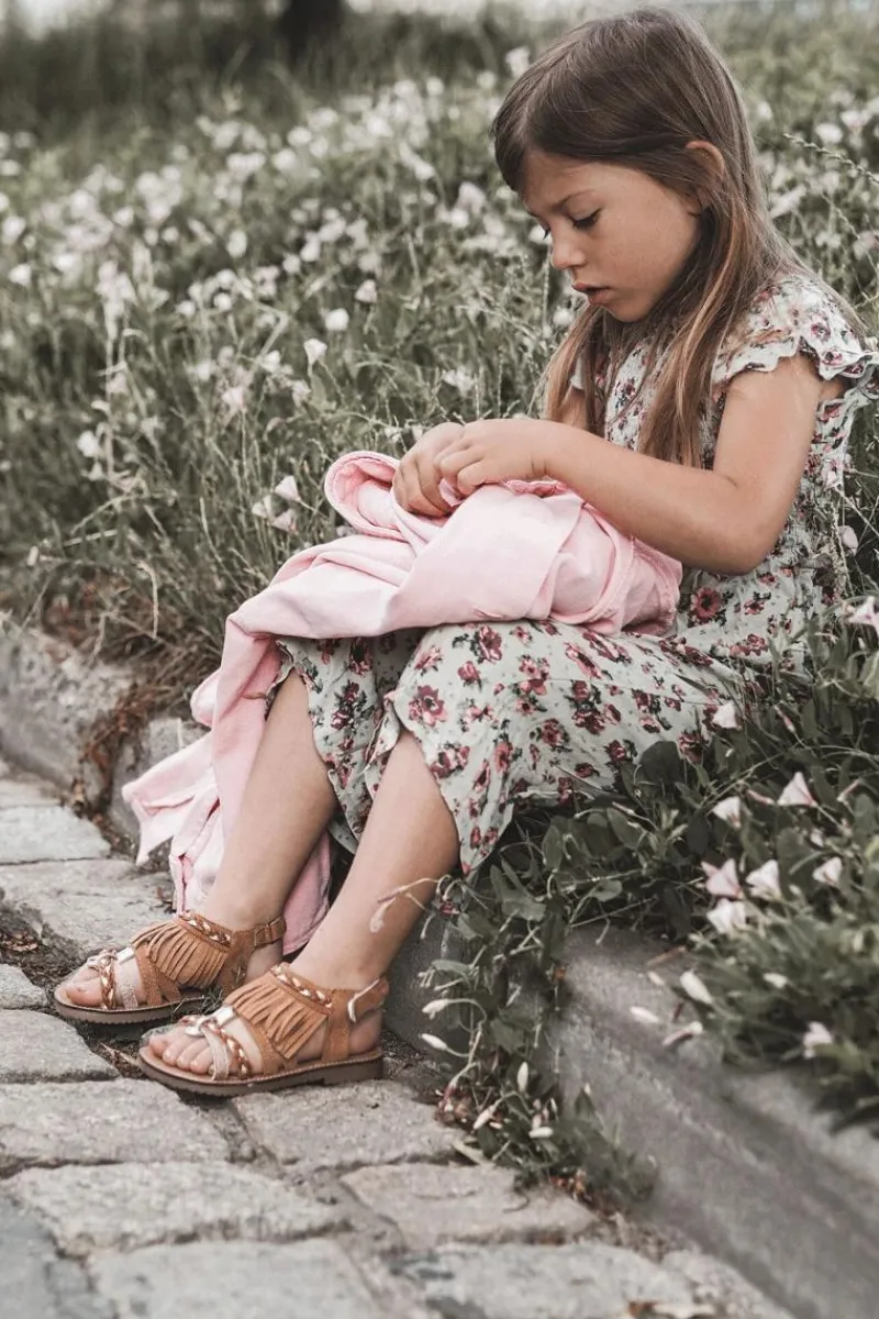 Dziewczęce>Boto Dziecięce Sandały Na Rzep Z Frędzelkami Brązowe Missy