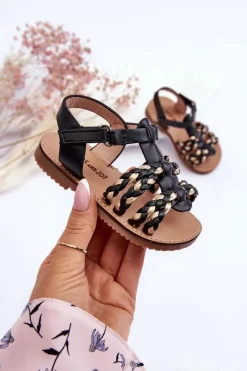 Online Boto Dziecięce Sandały Na Rzep Z Paseczkami Czarne Sammy Czarny