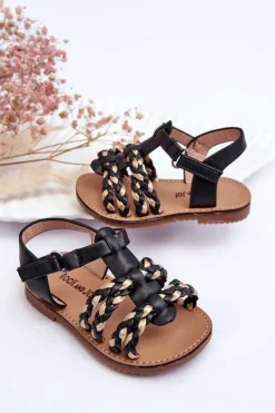 Online Boto Dziecięce Sandały Na Rzep Z Paseczkami Czarne Sammy Czarny