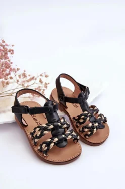 Online Boto Dziecięce Sandały Na Rzep Z Paseczkami Czarne Sammy Czarny