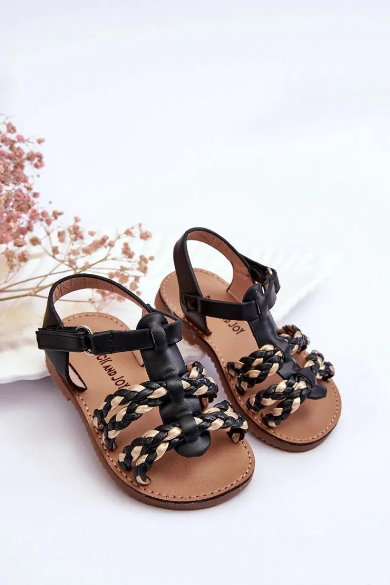 Online Boto Dziecięce Sandały Na Rzep Z Paseczkami Czarne Sammy Czarny