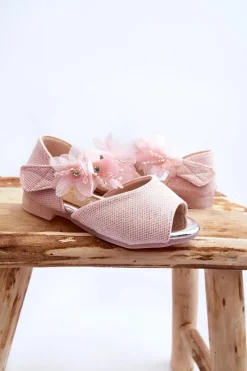 Clearance Buty damskie Vinceza Dziecięce Sandały Na Rzep Z Kwiatami Różowe Fiona