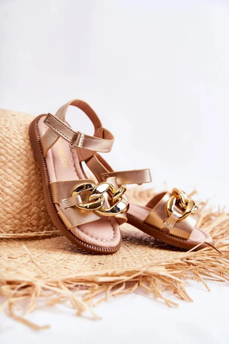 Best Dziecięce Sandały Na Rzepy Złoty Layra Dzieci Dziewczęce