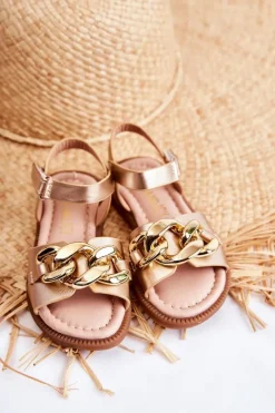 Best Dziecięce Sandały Na Rzepy Złoty Layra Dzieci Dziewczęce