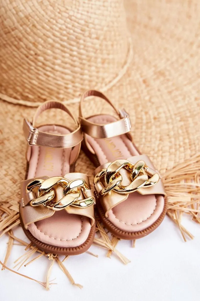 Best Dziecięce Sandały Na Rzepy Złoty Layra Dzieci Dziewczęce