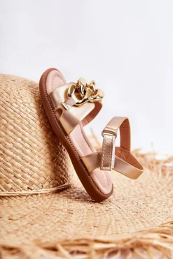 Best Dziecięce Sandały Na Rzepy Złoty Layra Dzieci Dziewczęce