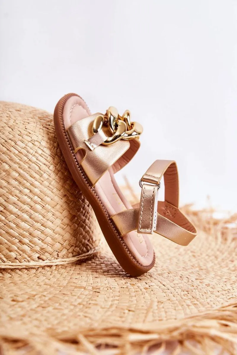 Best Dziecięce Sandały Na Rzepy Złoty Layra Dzieci Dziewczęce