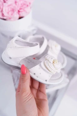 Dziewczęce>Boto Dziecięce Sandały Na Rzepy Dla Dziewczynki Białe Flamenko