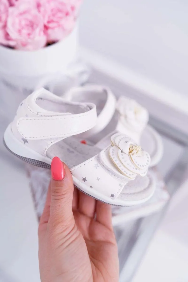 Dziewczęce>Boto Dziecięce Sandały Na Rzepy Dla Dziewczynki Białe Flamenko