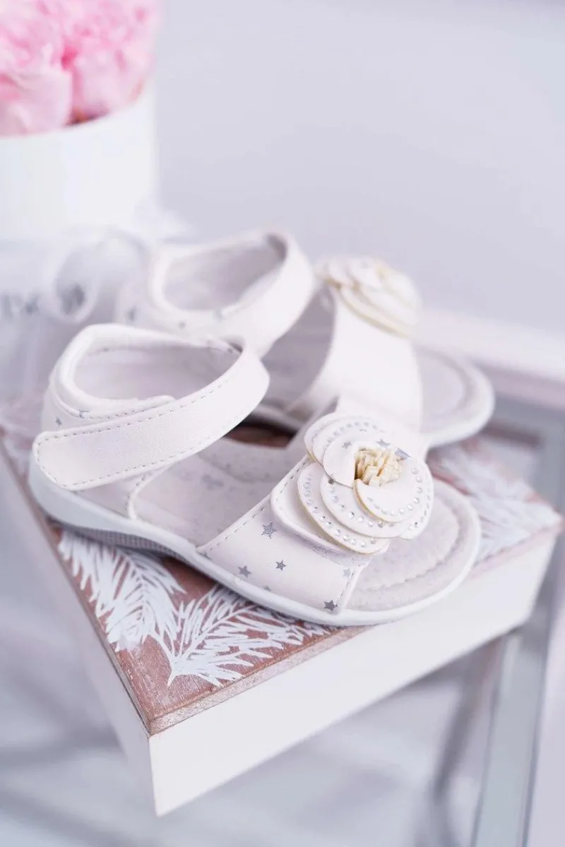 Dziewczęce>Boto Dziecięce Sandały Na Rzepy Dla Dziewczynki Białe Flamenko