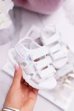 Discount Dziecięce Sandały Na Rzepy Dla Dziewczynki Białe Kimmi Dzieci Dziewczęce