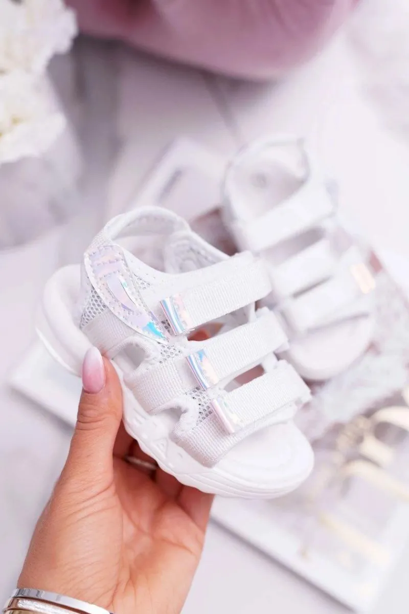 Discount Dziecięce Sandały Na Rzepy Dla Dziewczynki Białe Kimmi Dzieci Dziewczęce