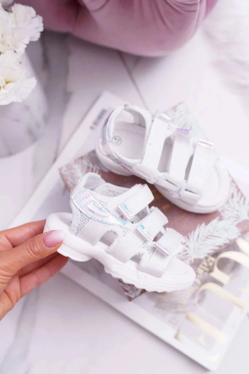 Discount Dziecięce Sandały Na Rzepy Dla Dziewczynki Białe Kimmi Dzieci Dziewczęce