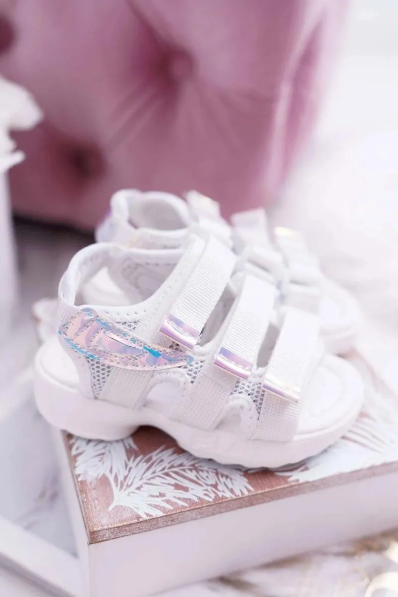 Discount Dziecięce Sandały Na Rzepy Dla Dziewczynki Białe Kimmi Dzieci Dziewczęce