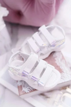 Discount Dziecięce Sandały Na Rzepy Dla Dziewczynki Białe Kimmi Dzieci Dziewczęce