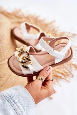 Dziewczęce>Boto Dziecięce Sandały Na Rzepy Białe Layra