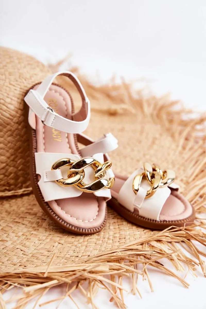 Dziewczęce>Boto Dziecięce Sandały Na Rzepy Białe Layra