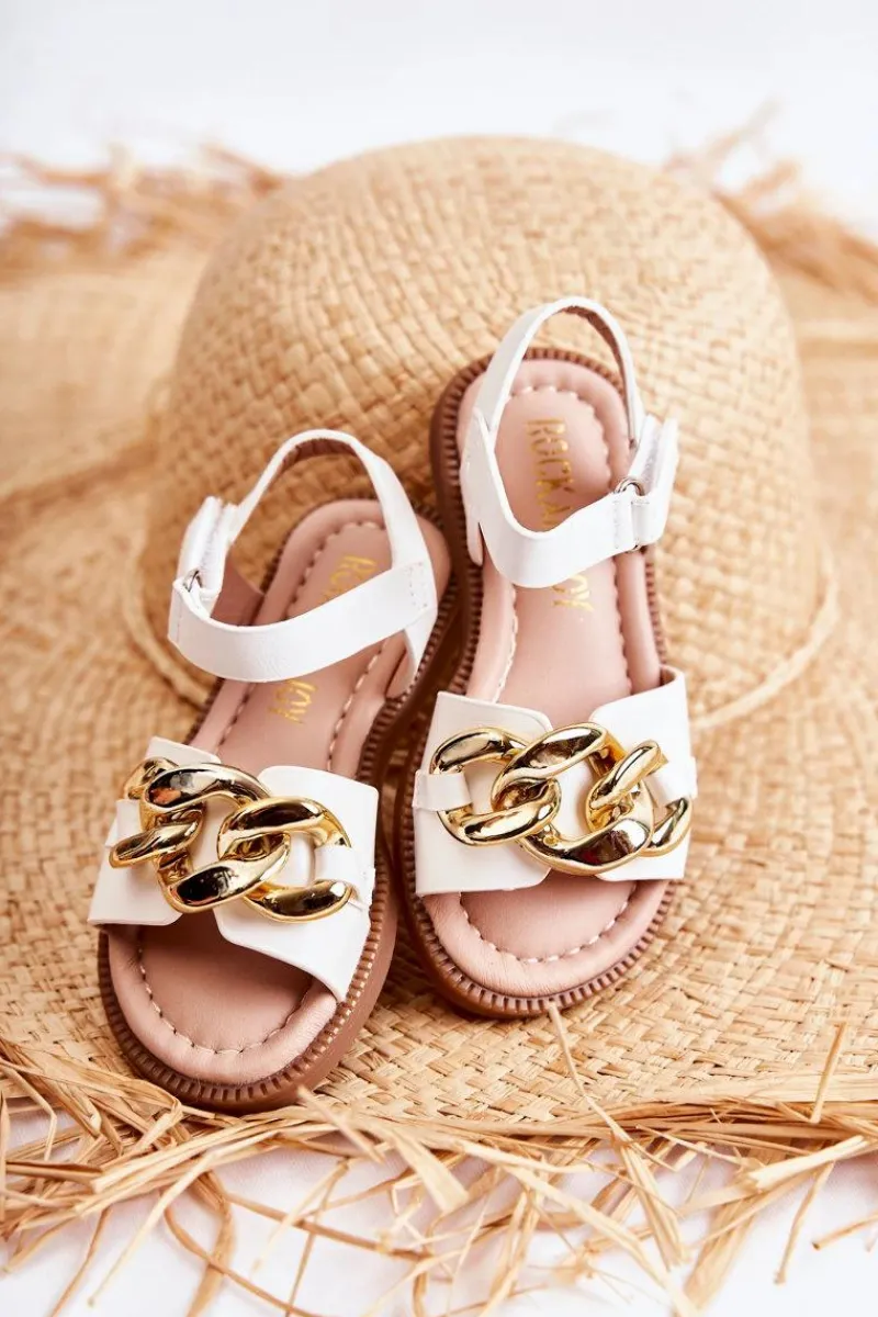 Dziewczęce>Boto Dziecięce Sandały Na Rzepy Białe Layra