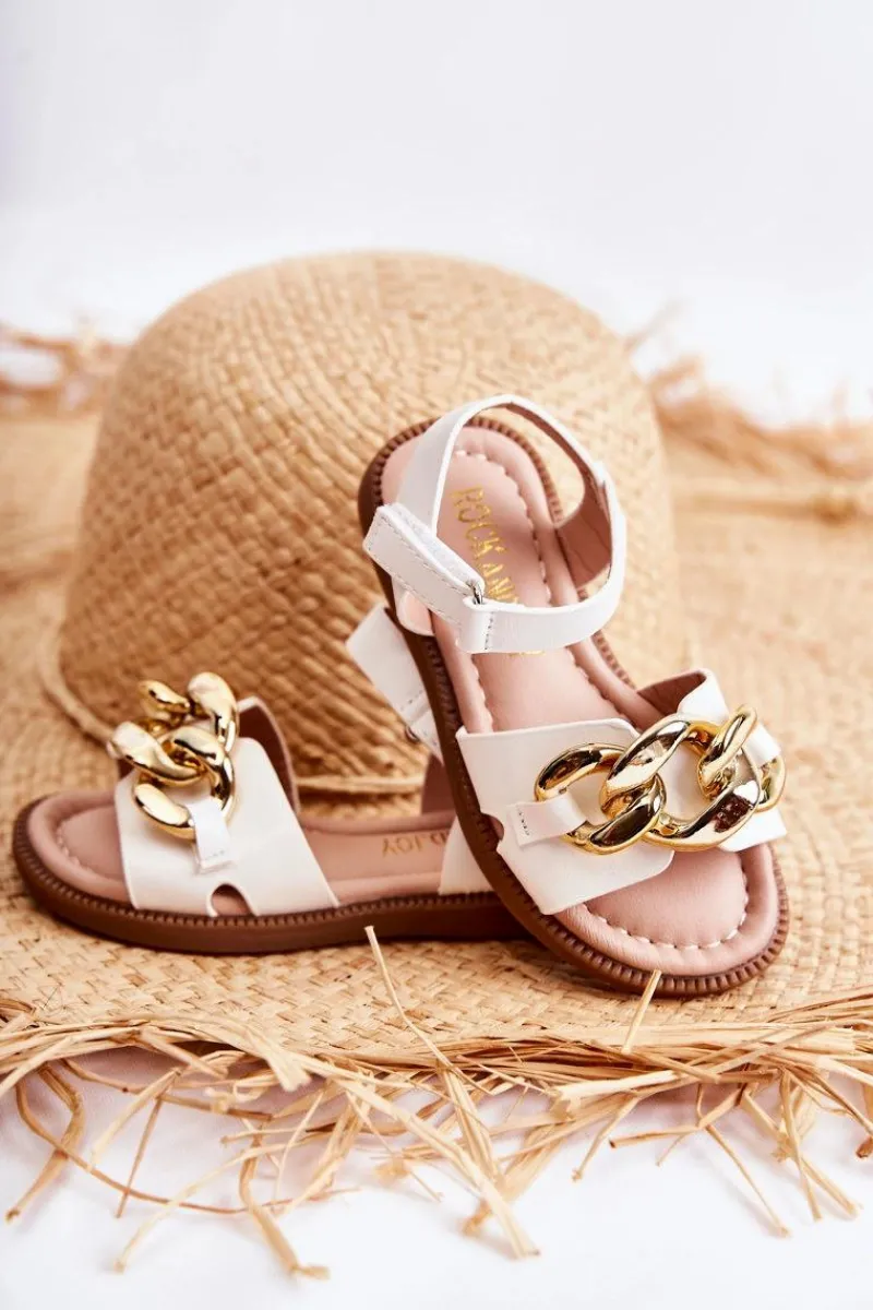 Dziewczęce>Boto Dziecięce Sandały Na Rzepy Białe Layra