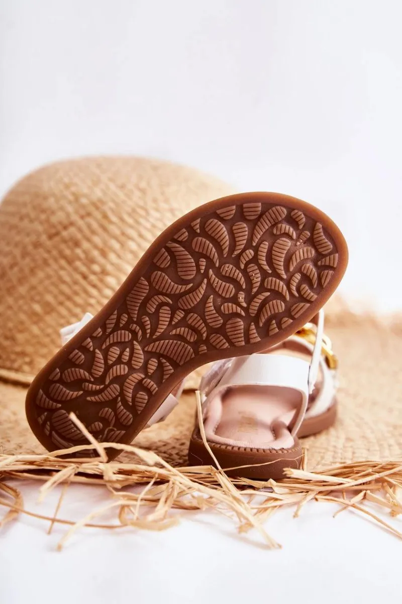 Dziewczęce>Boto Dziecięce Sandały Na Rzepy Białe Layra