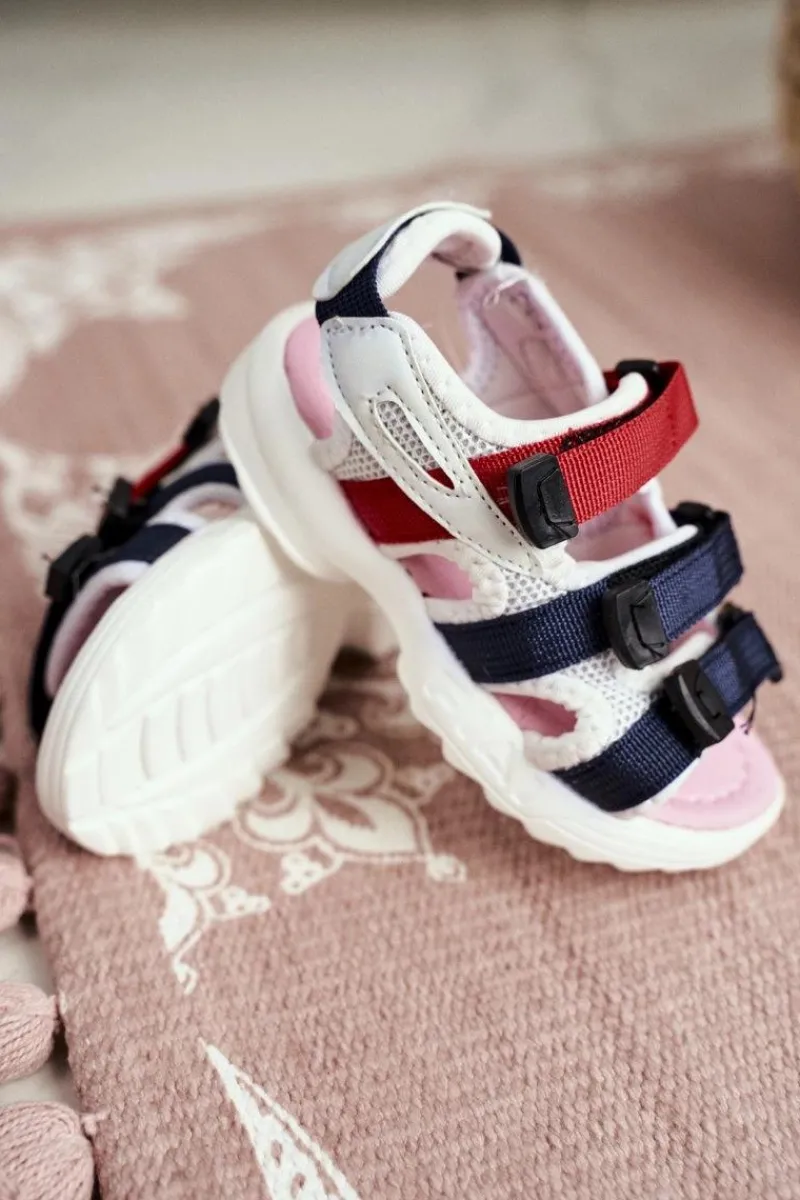 Best Dziecięce Sandały Na Rzepy Dla Dziewczynki Białe Różowe Fima Dzieci Chłopięce|Dziewczęce