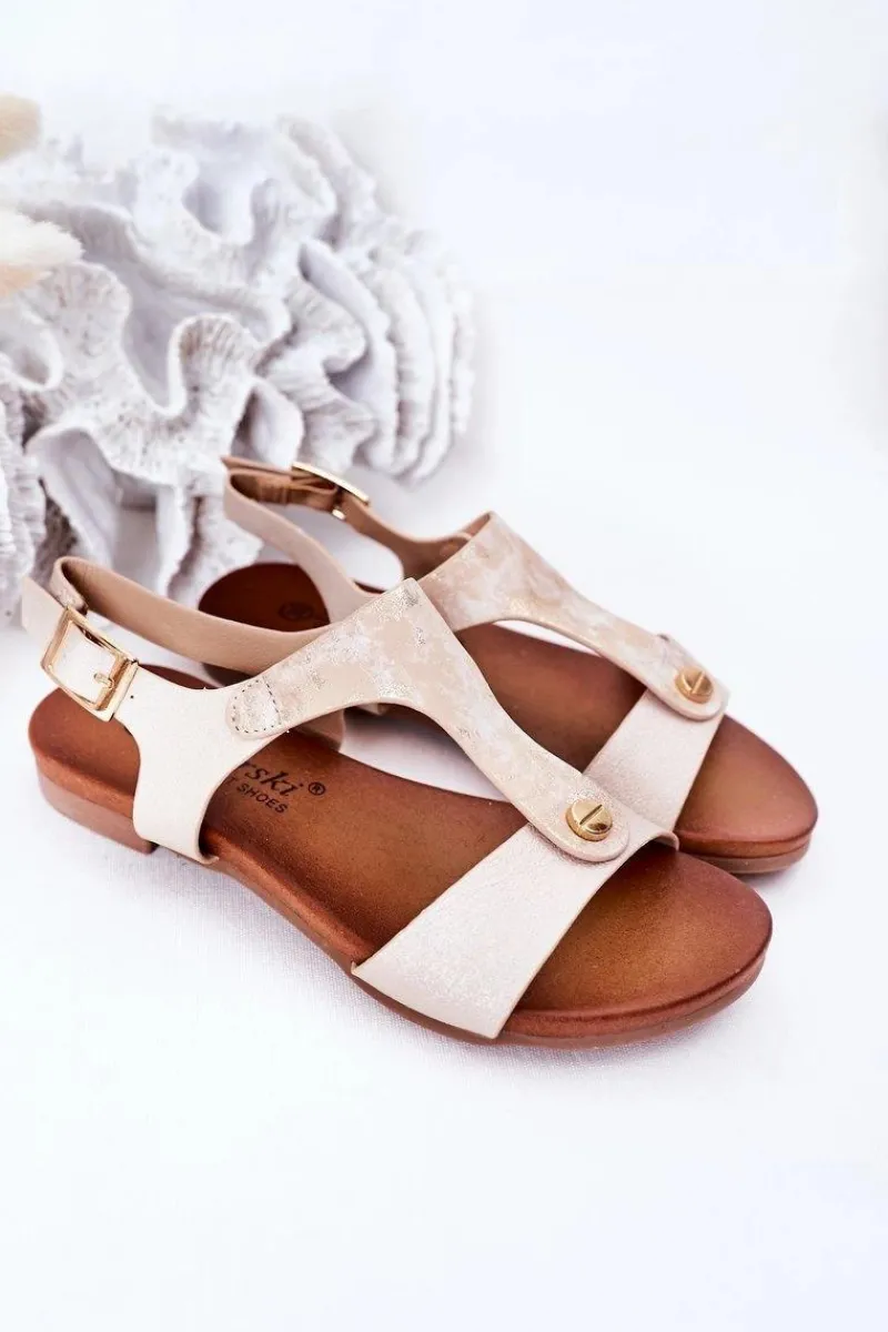 Hot Damskie buty S.Barski Dziecięce Sandały S.Barski Comfort Złote